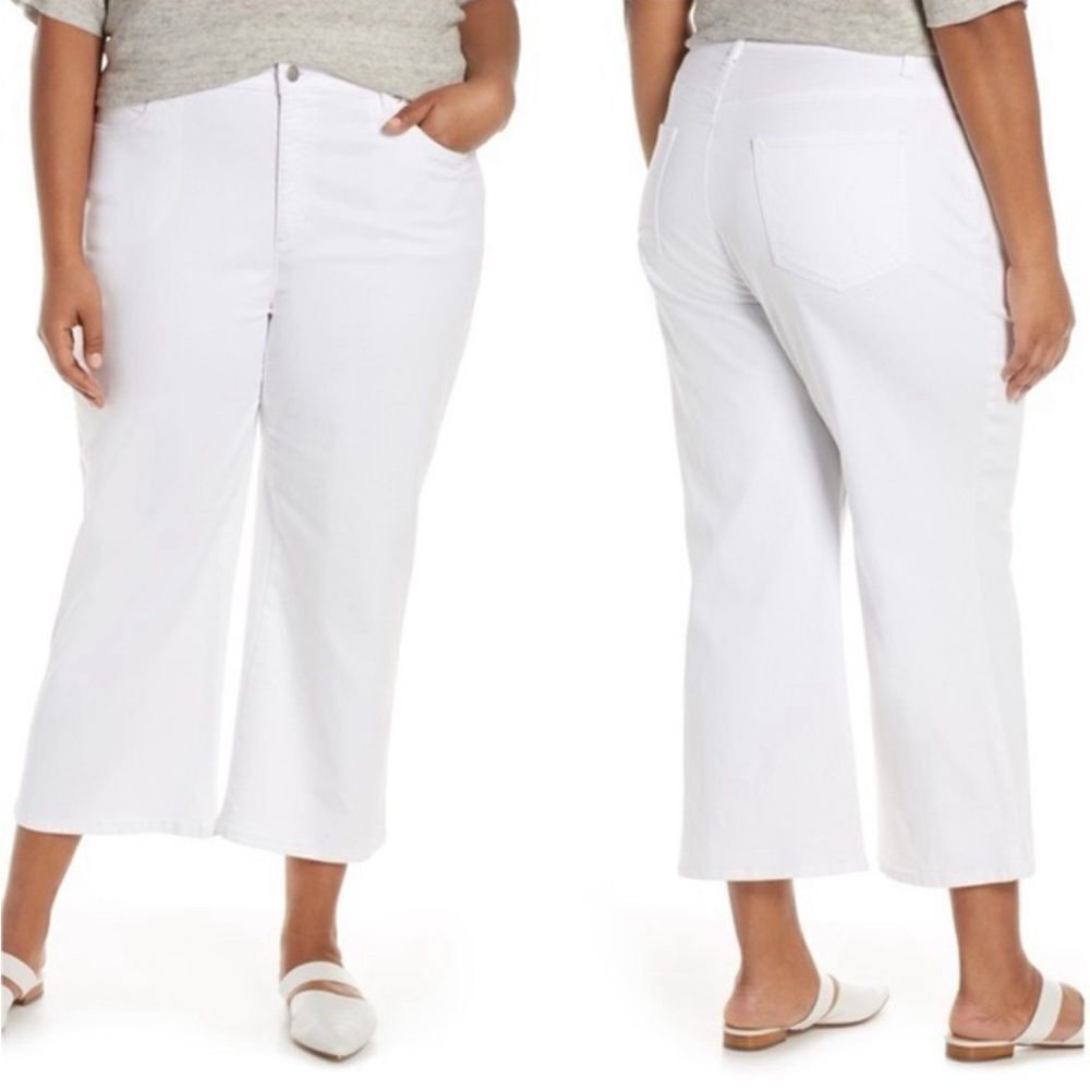 Eileen Fisher White Boot-Cut Crop Jeans
